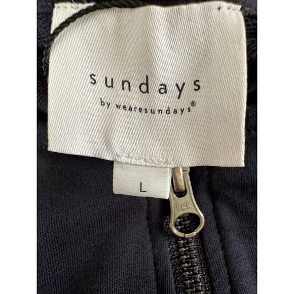 NWT Sundays Skater Sleveeless Round Neck Zip Front Navy Blue Dress Womens Size L - Picture 6 of 8